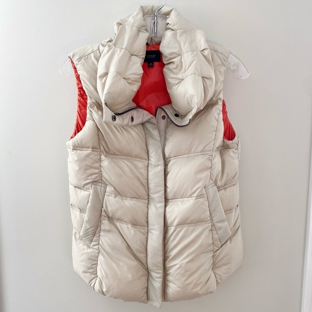 Women's Cream and Tangerine Down Puffer Vest